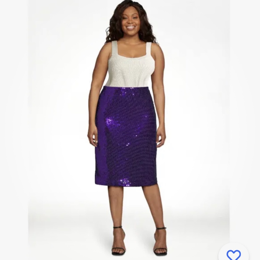 Scoop NYC Women’s Purple Sequin Pencil Skirt Size XS (0-2) NEW